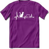 Cat Beat - Katten T-Shirt Kleding Cadeau | Dames - Heren - Unisex | Kat / Dieren shirt | Grappig Verjaardag kado | Tshirt Met Print | - Paars - L