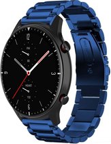 Stalen Smartwatch bandje - Geschikt voor Strap-it Amazfit GTR 2 stalen band - blauw - GTR 2 - 22mm - Strap-it Horlogeband / Polsband / Armband