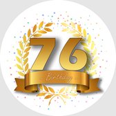 24x Verjaardag ronde stickers 76 jaar - Happy Birthday Feest Stickervellen Kinderen Volwassenen Cadeau Sticker