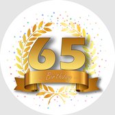 24x Verjaardag ronde stickers 65 jaar - Happy Birthday Feest Stickervellen Kinderen Volwassenen Cadeau Sticker