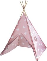 Tipi Tent harten roze - 120 x 120 x 150 cm - wigwam speeltent - tipi tent kinderen - speeltent kinderen - jongens en meisjes