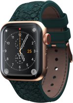 Njord byELEMENTS Apple Watch Series 1-7, SE bandje 44/45 mm - Zalm leer jörð - Watch Strap - Groen