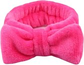 Make-Up Haarband - Hoofdband - Cosmetische Haarband - Fleece Haarband - Met Strik - Fuchsia/Roze