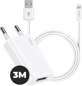 WiseQ iPhone oplader voor o.a. iPhone 13 en iPhone 12 - 3 meter lightning USB kabel - NIEUW MODEL - Wit