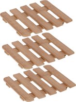 Set van 3x stuks pannenonderzetter van hout vierkant 15 x 15 cm