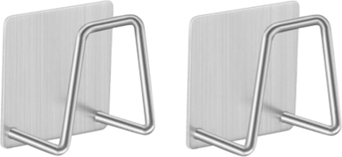 Sponshouder Zilver - Vaatdoekhouder - Gootsteen Organizer - RVS - 2 Stuks