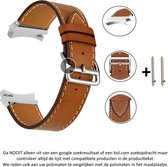 Bruin leren 20 mm horlogeband geschikt voor Samsung Galaxy Watch 4 classic 42mm & 46mm en Galaxy Watch 4 40mm & 44mm - 20 mm brown leather smartwatch strap - Leder - Leer