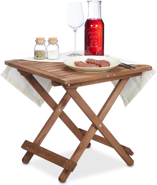 Relaxdays klaptafel balkon - houten bijzettafel inklapbaar - lage buitentafel | bol.com