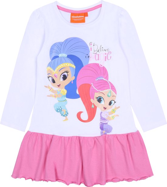 Wit-roze meisjestuniek met franje - Shimmer & Shine / 104