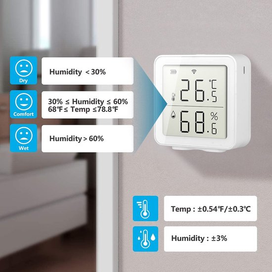 Smart Life WiFi Thermometer / Hygrometer Inclusief Datum & Tijd -  USB-versie | bol