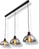Moderne Plafondlamp Zwarte Smoken Hanglamp - 3 delige - Gerookt glas - Plafondlamp - industriële LED lamp - Vintage look lamp - Muurlamp - Zwart - Unieke lamp - Design lamp - Glaslamp