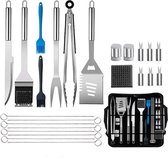 Nixnix - BBQ gerei set XL - 25 Delig - RVS - Barbecue Bestek - Spatel - Spies - Gereedschap - Keukengerij - Tools - Inclusief opbergtas