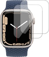 Screenprotector geschikt voor Apple Watch Series 7 41mm - Full Screen Protector - Gehard Glas - 2 Stuks