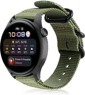 Nylon Smartwatch bandje - Geschikt voor  Huawei Watch 3 - Pro nylon gesp band - groen - Strap-it Horlogeband / Polsband / Armband