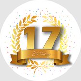 24x Verjaardag ronde stickers 17 jaar - Happy Birthday Feest Stickervellen Kinderen Volwassenen Cadeau Sticker