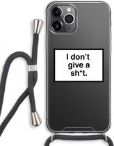 Case Company® - iPhone 11 Pro Max hoesje met Koord - Don't give a shit - Telefoonhoesje met Zwart Koord - Extra Bescherming aan alle Kanten en Over de Schermrand