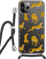 Case Company® - iPhone 11 Pro Max hoesje met Koord - Luipaard - Telefoonhoesje met Zwart Koord - Extra Bescherming aan alle Kanten en Over de Schermrand