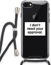 Case Company® - iPhone 8 hoesje met Koord - Don't need approval - Telefoonhoesje met Zwart Koord - Extra Bescherming aan alle Kanten en Over de Schermrand