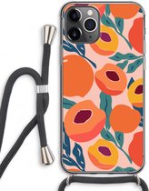 Case Company® - iPhone 11 Pro Max hoesje met Koord - Perzik - Telefoonhoesje met Zwart Koord - Extra Bescherming aan alle Kanten en Over de Schermrand