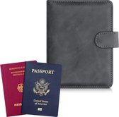 kwmobile hoes voor paspoort en vaccinatiekaart - Met kaartenvakjes en pennenhouder - Imitatieleer - In antraciet