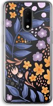 Case Company® - OnePlus 7 hoesje - Flowers with blue leaves - Soft Cover Telefoonhoesje - Bescherming aan alle Kanten en Schermrand