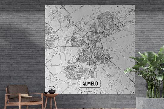 Affiche de Jardin Plan de la ville Almelo - 200x200 cm - Carte - Toile de jardin - Affiche extérieure