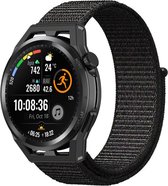 Nylon Smartwatch bandje - Geschikt voor Strap-it Huawei Watch GT Runner nylon band - zwart - GT Runner - 22mm - Strap-it Horlogeband / Polsband / Armband