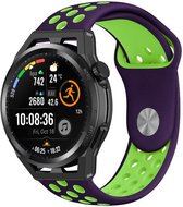 Siliconen Smartwatch bandje - Geschikt voor Strap-it Huawei Watch GT Runner sport band - paars/groen - GT Runner - 22mm - Strap-it Horlogeband / Polsband / Armband