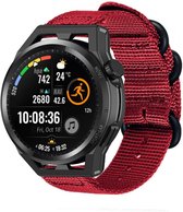 Nylon Smartwatch bandje - Geschikt voor Strap-it Huawei Watch GT Runner nylon gesp band - rood - GT Runner - 22mm - Strap-it Horlogeband / Polsband / Armband