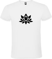Wit  T shirt met  print van "Lotusbloem " print Zwart size XXXXL