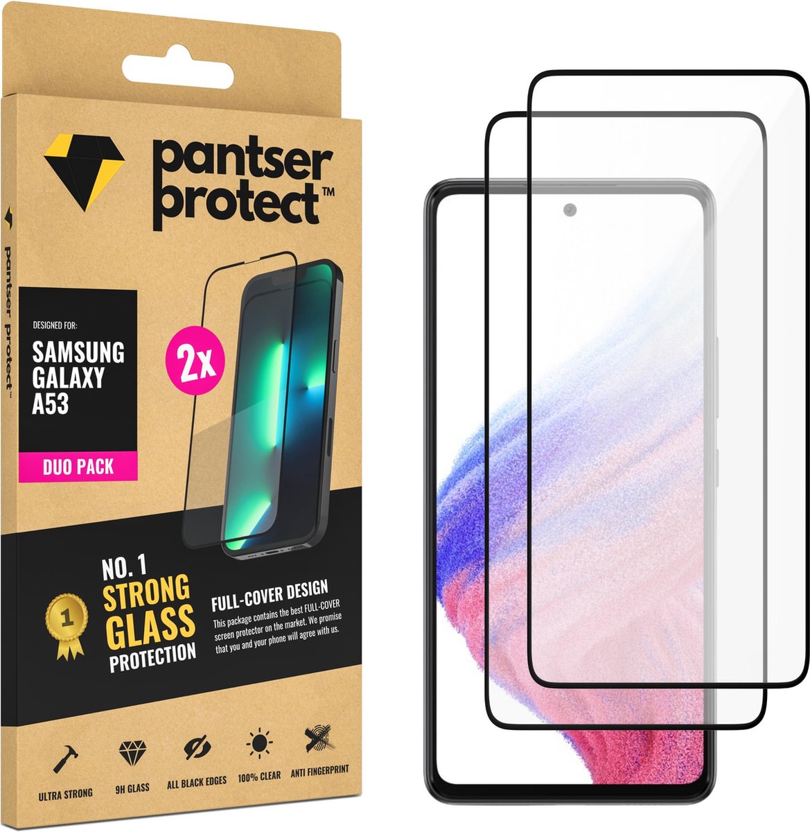 DUO-PACK - 2x Pantser Protect™ Glass Screenprotector Geschikt voor Samsung Galaxy A53 - Case Friendly - Premium Pantserglas - Glazen Screen Protector