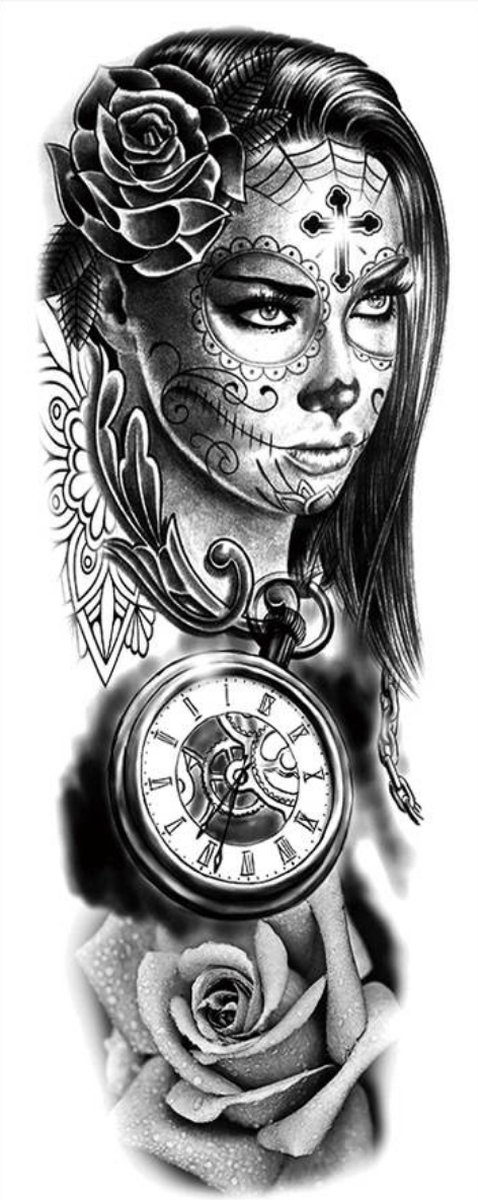 Tijdelijke Tattoo - Sleeve Tattoo - Tattoo Sticker - Zwart/Wit Tattoo - Ontwerp Tattoo - Vrouwen & Mannen Tattoo - Nep Tattoo - Tatoeage & Tatoeages - Tatoeages Volwassenen - 2nd | TQB-246