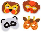 Wilde Dieren Masker | Leeuw | Aap | Panda | Giraffe | 4 Maskers