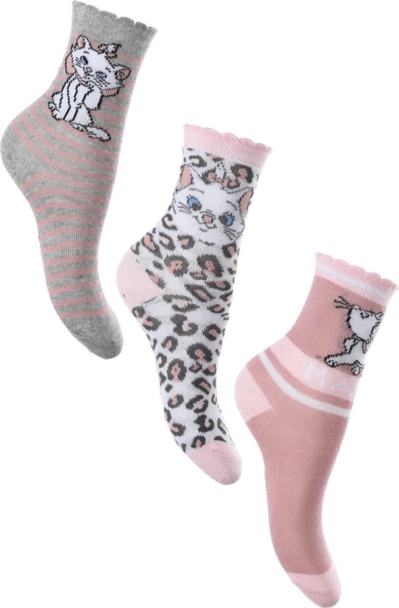 Disney- Disney Classic Marie sokken- Artistokatten - meisjes- 3 paar - maat 23/26