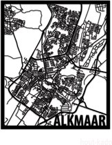Wood Gift Citymap Alkmaar - Zwart - XL - Carte de la ville en bois - Décoration murale en bois - Carte