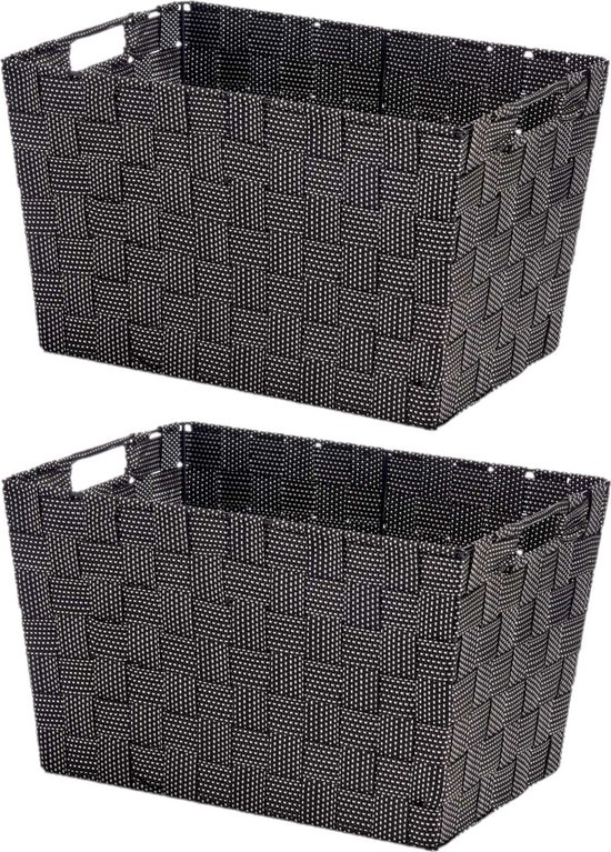Set de 2x paniers de rangement placard/salle de bain noir 35 x 25 x 20 cm -  Paniers... | bol.com