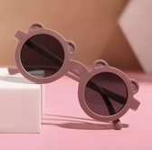 Zonnebril Kinderen 2 jaar - UV400 bescherming - Vintage - Rond - Oud roze met oortjes