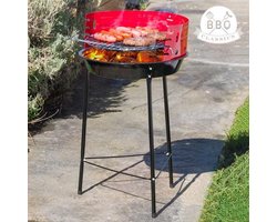 VAGGAN - Houtskoolbarbecue Ø33 cm - Verstelbare Grill BBQ - Halfopen | Zwart/Rood