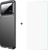 Silicone gel zwart hoesje Xiaomi Poco X4 Pro 5G + Glas screenprotector