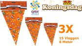 Koningsdag - WK 2022 - Vlaggenlijn - 15 vlaggen - 6 Meter - WK2022 - Qatar - Voetbal - Oranje - Nederland - Bier