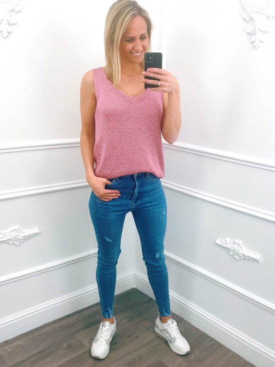 Gehaakt Glitter Hemdje Oud Roze