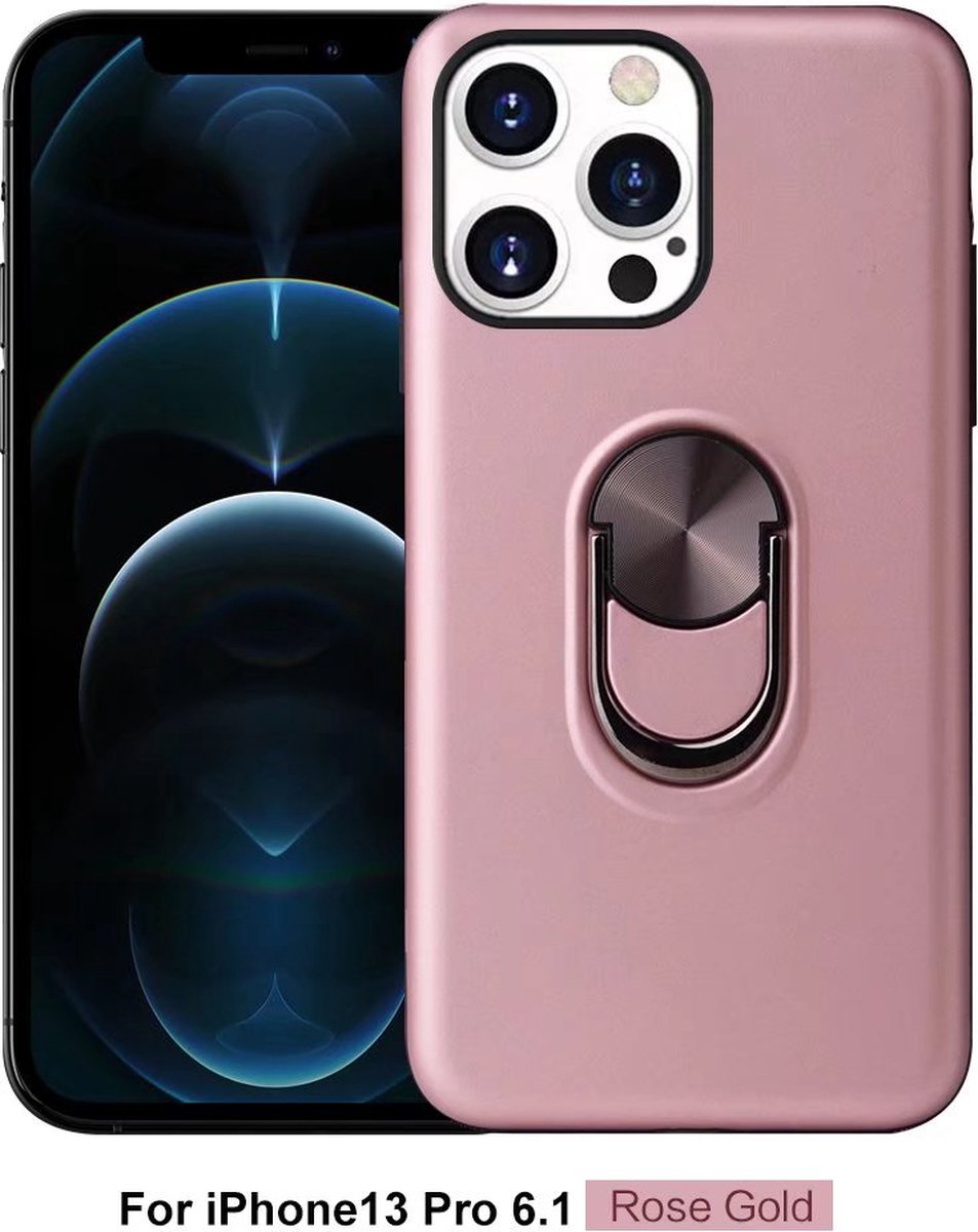 Hoesje geschikt voor iPhone 12 Pro Max - Backcover - Ringhouder - TPU - Rose Goud