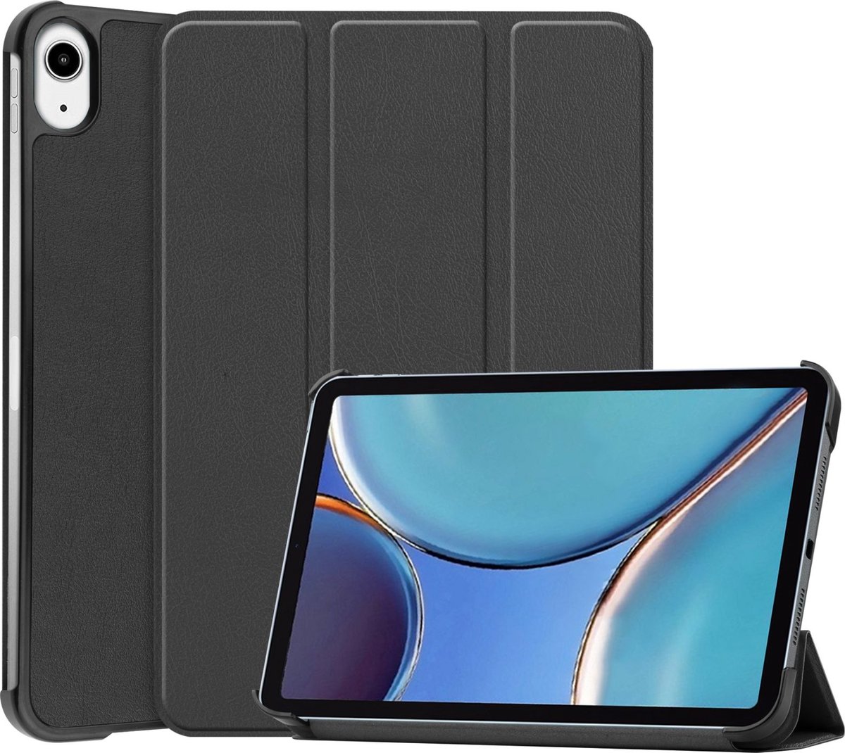 Mobigear Tablethoes geschikt voor Apple iPad Mini 6 (2021) Hoes | Mobigear Tri-Fold Bookcase - Zwart