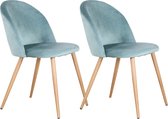 Manzibo Set van 2 Fluwelen Stoelen  - Eetkamerstoel - Eetkamerstoelen - Houten poten - 2 stoelen - Voor keuken of huiskamer - Moderne look - Velvet - Groen