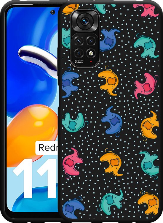 Redmi Note 1111s Hoesje Zwart Happy Elephant Designed By Cazy 