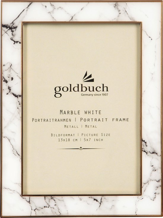 GOLDBUCH | Cadre photo Marbre | Aspect marbré | Métal | Blanc | 13x18 cm