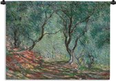 Wandkleed - Wanddoek - Olijfbomen in de Morenotuin - Schilderij van Claude Monet - 120x90 cm - Wandtapijt