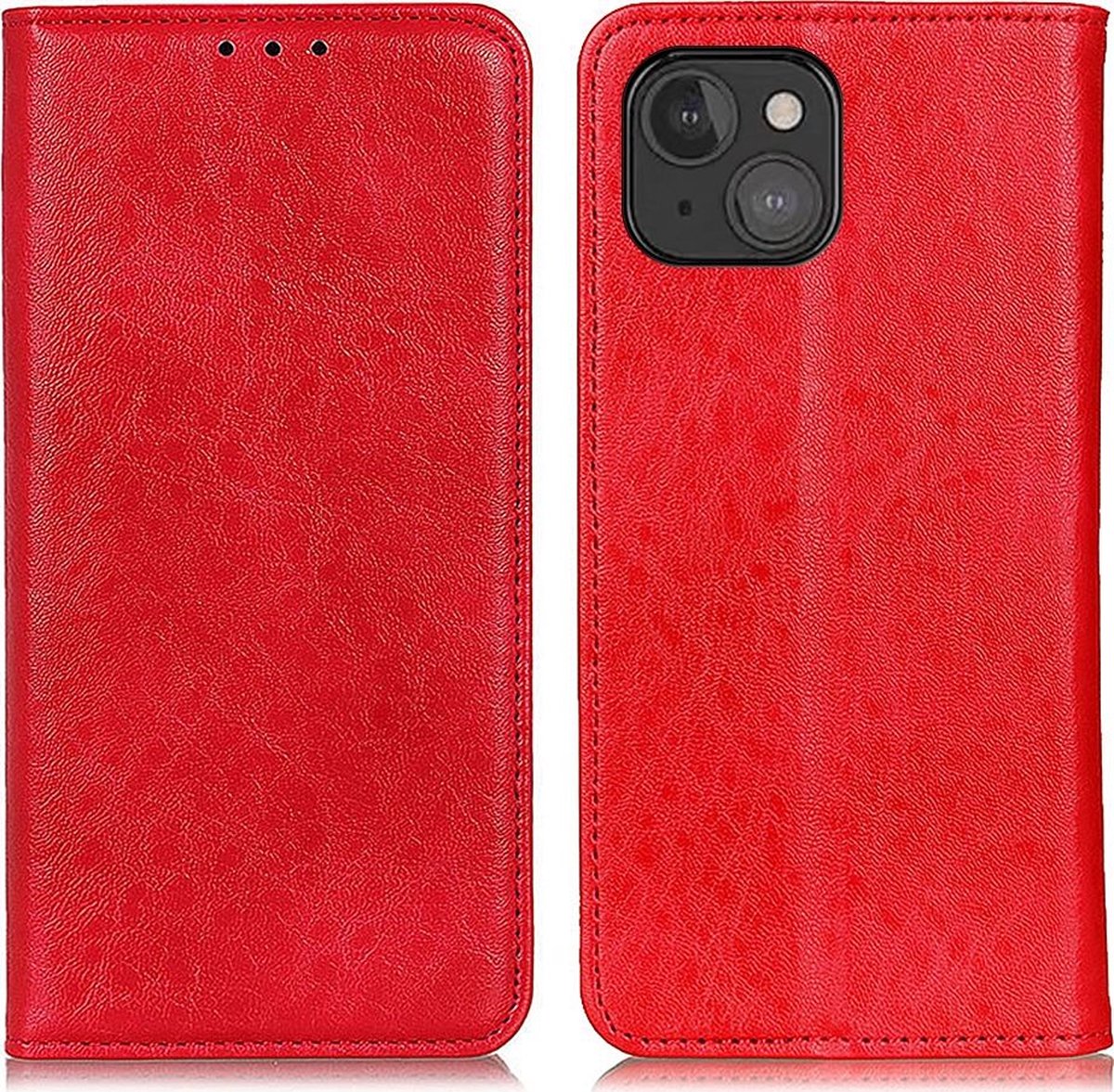 Mobigear Telefoonhoesje geschikt voor Apple iPhone 13 Mini Hoesje | Mobigear Classic Elegance Bookcase Portemonnee | Pasjeshouder voor 2 Pasjes | Telefoonhoesje voor Pinpas / OV Kaart / Rijbewijs - Rood
