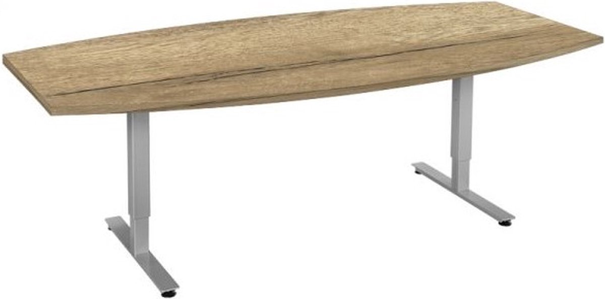 Offeco Bureau York Plus - Bureau - Bureautafel - Vergadertafel - Gaming bureau - Game bureau - Computertafel - Desk - Bureau Aluminium - Verstelbaar bureau - Gaming Desk - Bureau tafel - Bureau verstelbaar –  Natuur eiken -240x120cm