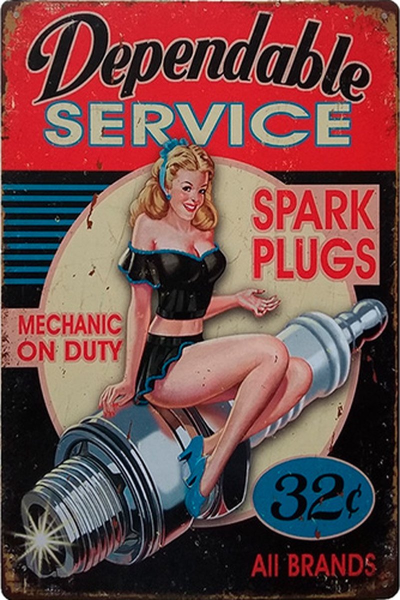 Dependable Service - Retro wandbord - Garage - Amerika USA - metaal.